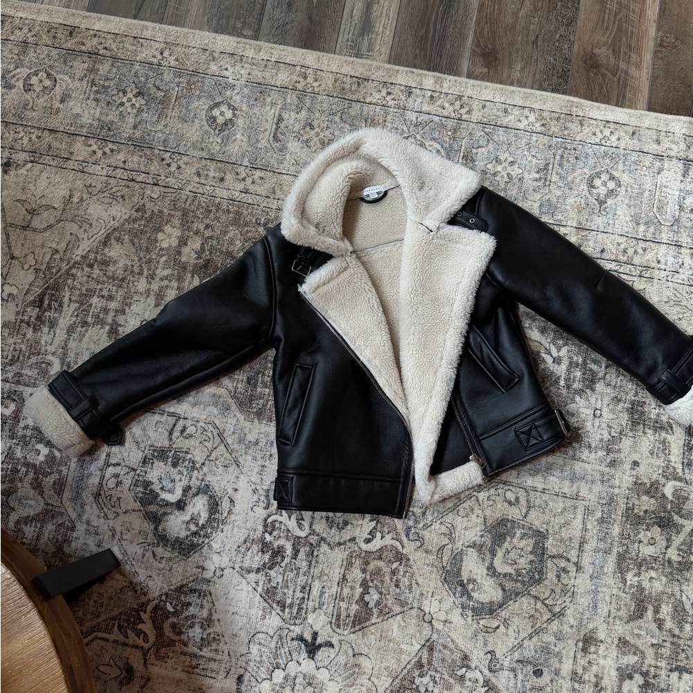 Topshop Black and Cream Sherpa Women's Jacket